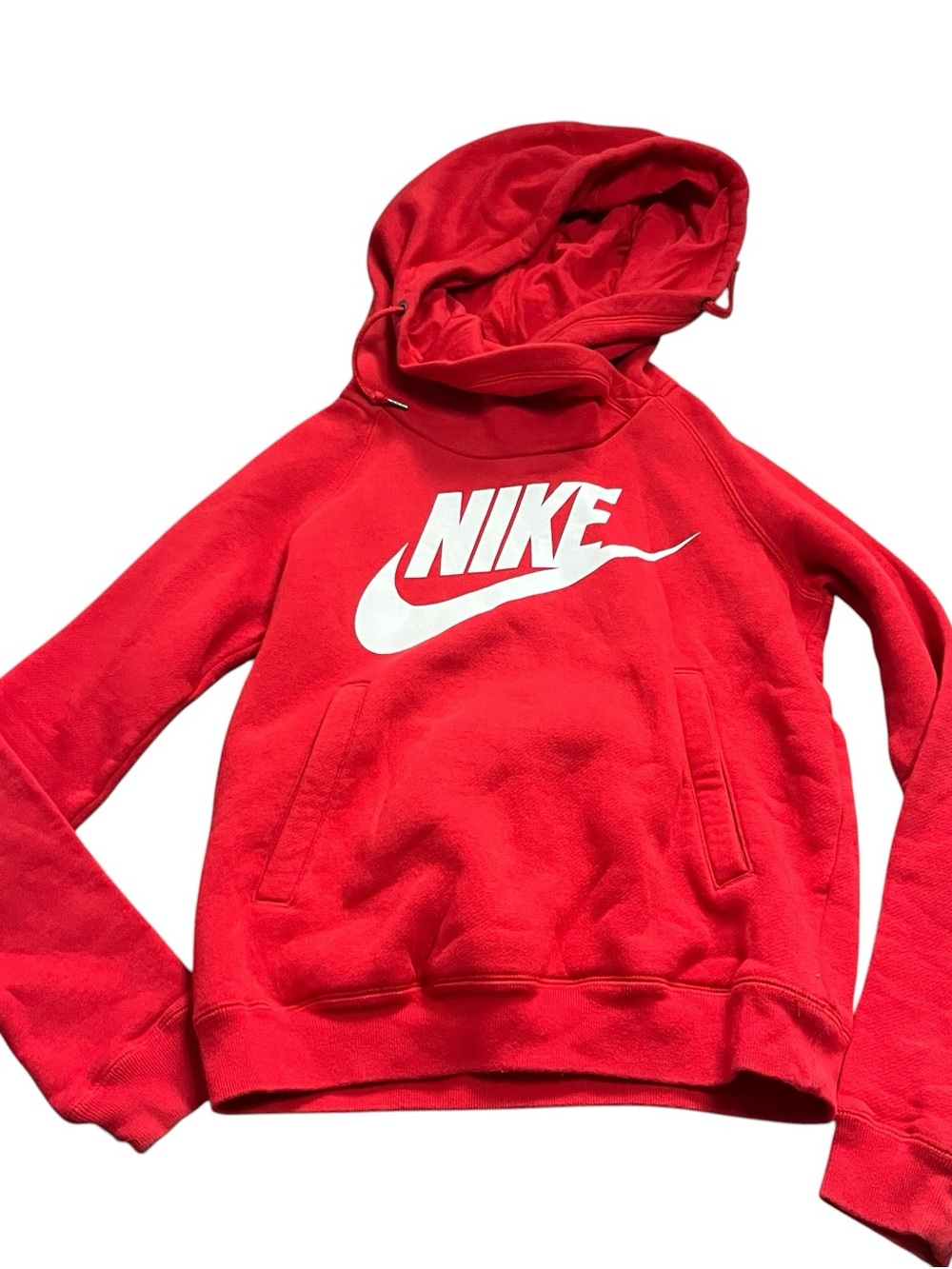 Nike Kids Red Hoodie Spellout White Swoosh Deep Hood Size Medium